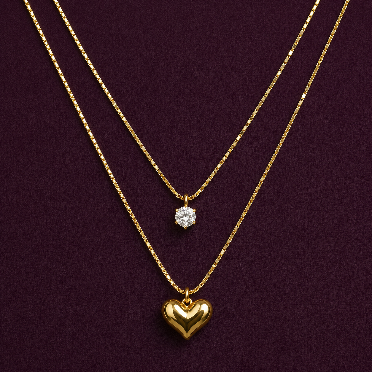 Double Layer Heart Necklace