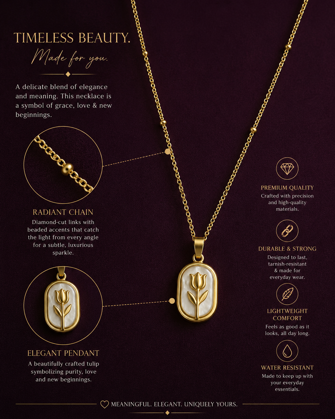 Golden Bloom Pendant Necklace