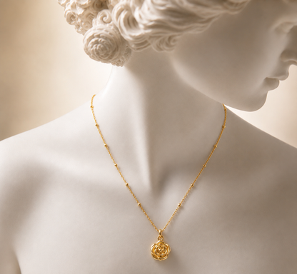 Golden Rose Pendant Necklace