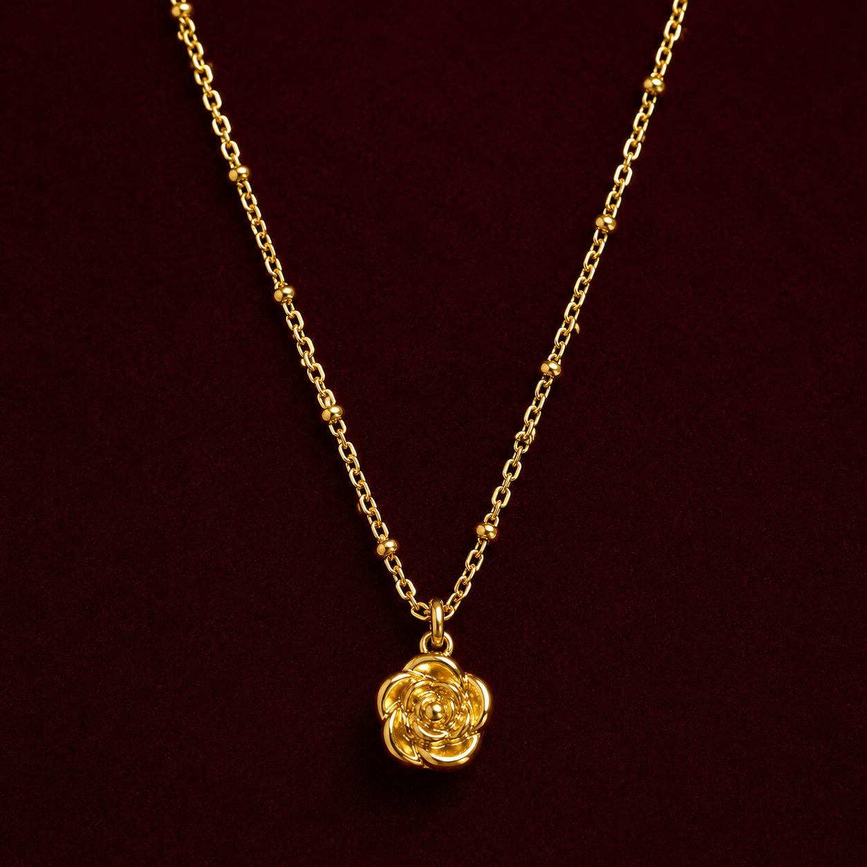 Golden Rose Pendant Necklace