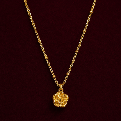 Golden Rose Pendant Necklace