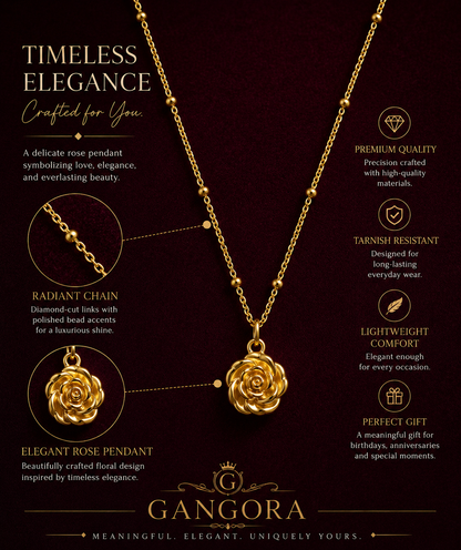 Golden Rose Pendant Necklace