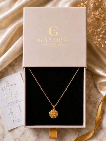 Golden Rose Pendant Necklace