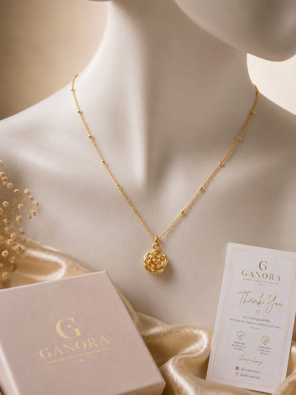 Golden Rose Pendant Necklace